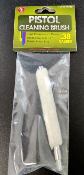 1/4" Cotton Pistol Firearm Cleaning Brush .38 Caliber