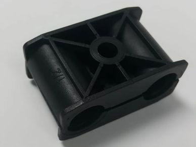 Double Clamp  Support Block for 1/2" Cable, Black, Plastic, UV Protection