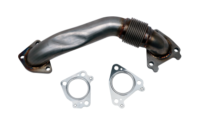 Wehrli Custom Fab 2001-2016 Duramax 2" Stainless Single Turbo Style Pass Side Up Pipe for OEM Manifold with Gaskets