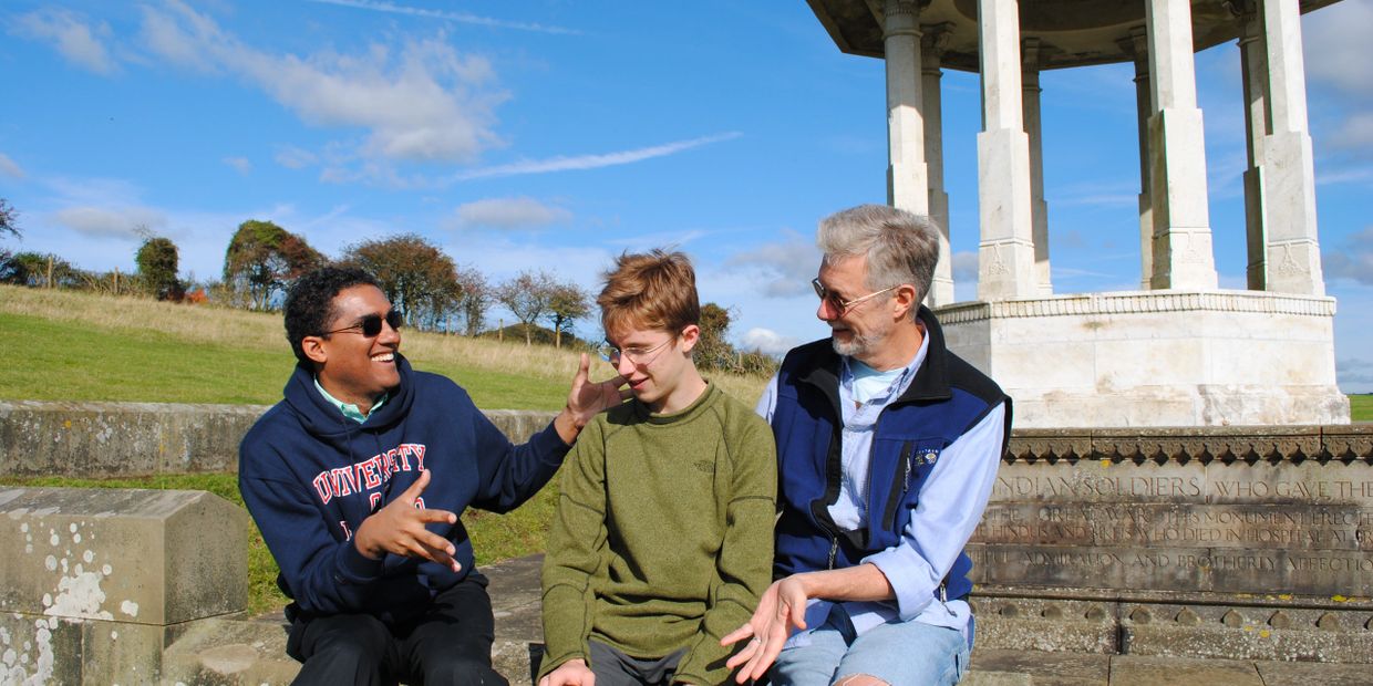 With Gabriel and Kevin Bales in the United Kingdom