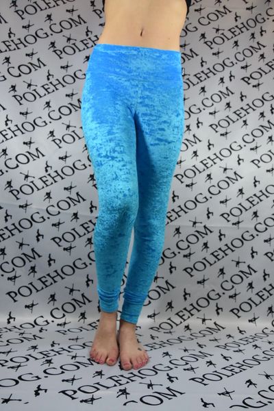 Blue Crushed Velvet Leggings