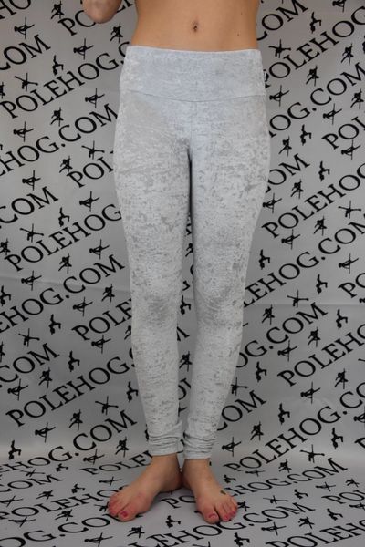 Silver crushed velvet leggings  Polehog UK handmade clothing and gym wear