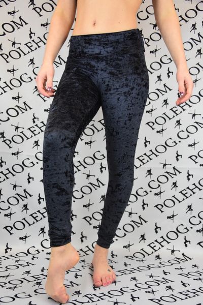 Black crushed velvet leggings  Polehog UK handmade clothing and gym wear