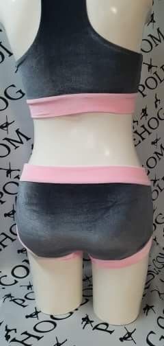Grey with pink bands velvet bottoms