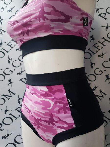 pink camo (black sides) high waisted fitted pant