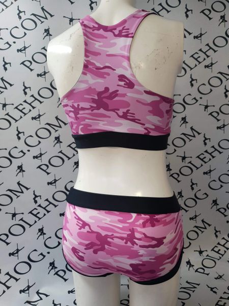 Pink camo racer back top
