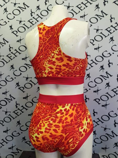 Red leopard (full) high waisted fitted pant