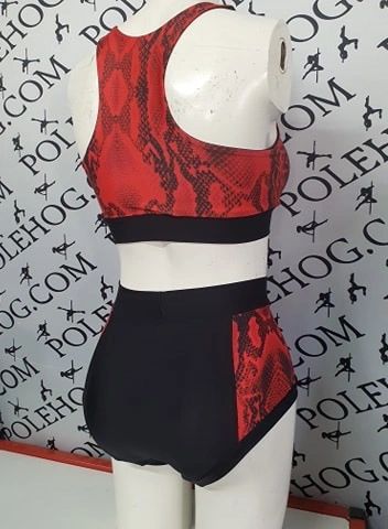 Red snake (side) high waisted fitted pant