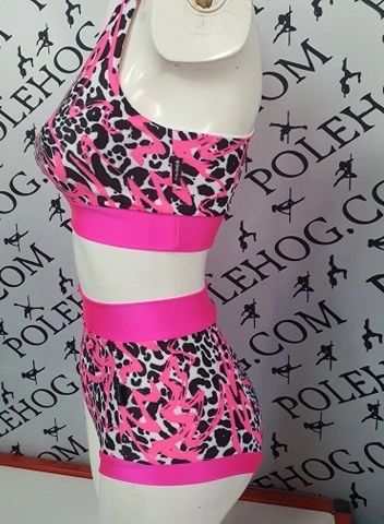 Street leopard flo pink (full) high waisted fitted pant