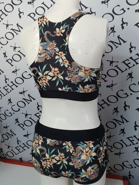 Tarragon black racer back top