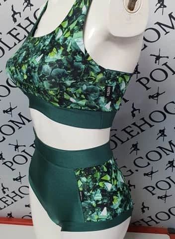 Green shattered diamonds (side) high waisted fitted pant
