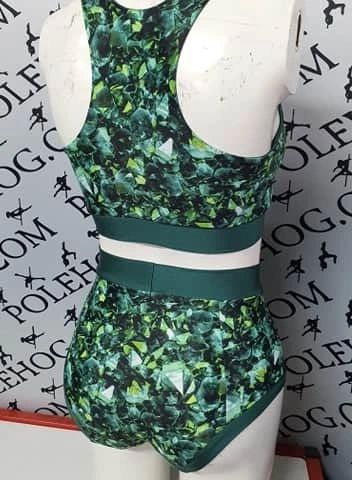 Green shattered diamonds (full) high waisted fitted pant