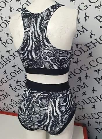 Black and white anaconda (full) high waisted fitted pant