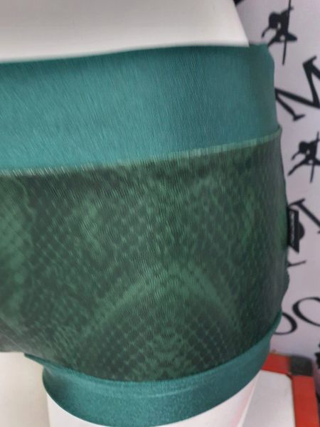 Olive wet look snake racer back