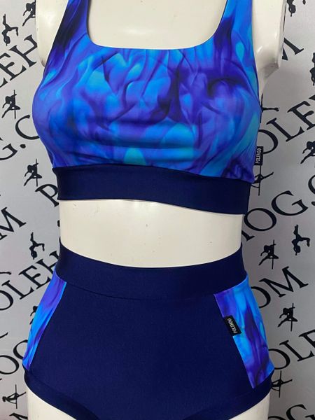 Blue fire (side) high waisted fitted pant