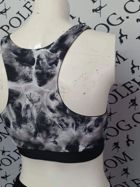Grey marble racer back top