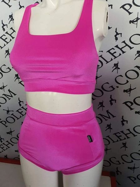 Bright pink smooth velvet (full) high waisted panel pant