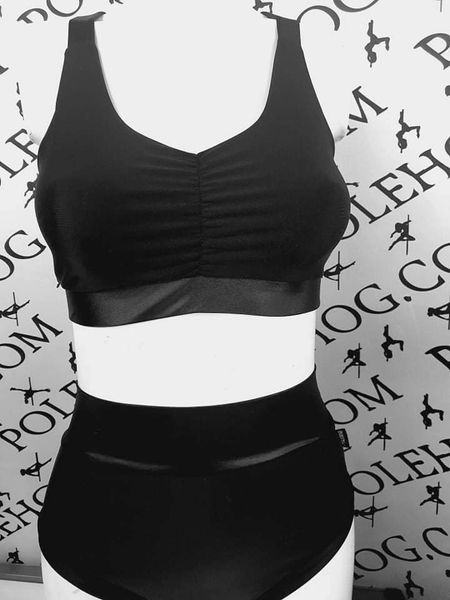Hamptons lux rouched front xback top (black)