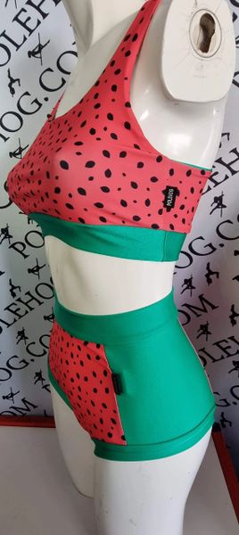 Watermelon (green side) high waisted fitted pant