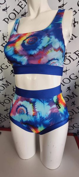 Blue tie dye (full) high waisted fitted pant