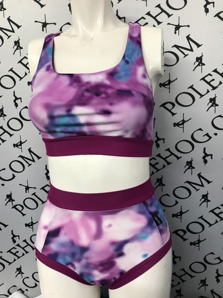 Damson watercolour (full) high waisted fitted pant
