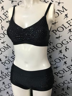 black holographic twinkle rouched front bra