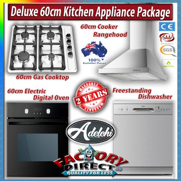 60cm Kitchen Appliance Package Oven Dishwasher Stove Rangehood