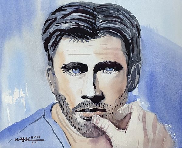 Portrait - Watercolor - Blue Eyed Man
