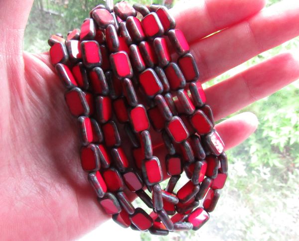 CZECH GLASS Window Table Cuts 12/8mm Opaque Ruby Red 24 pc Strand supplies for making jewelry