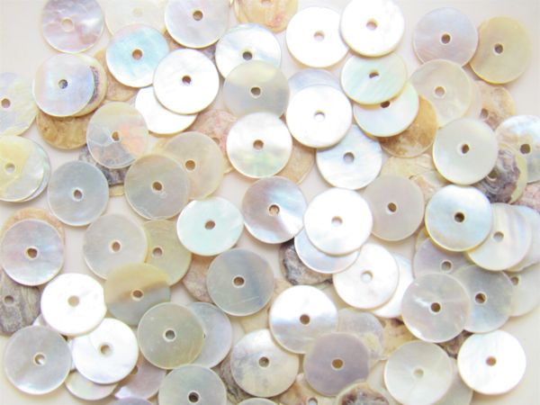 Natural Abalone BEADS Flat 8mm Shell Center Drilled Flat uniform making jewelry bead supply