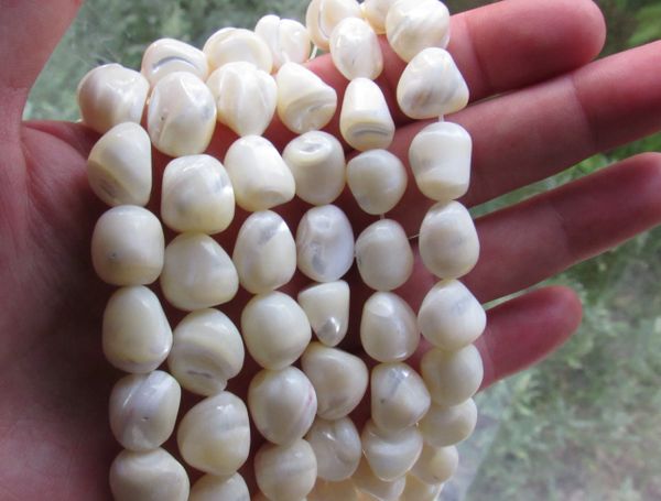 Mother of PEARL BEADS Natural White MOP Shell 12-14x 12-14mm nugget free form bead supply for making jewelry