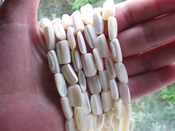Creamy White SHELL BEADS 13-15x8-11mm length drilled free form bead supply for making jewelry