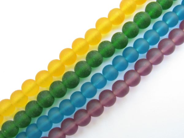 Bead Supply Cultured Sea Glass BEADS 6mm Round BOLD colors for making jewelry
