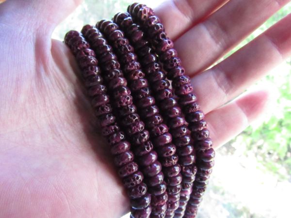 Dark Purple Spiny Oyster SHELL BEADS 8mm Rondelles from Sea of Cortez bead supply for making jewelry