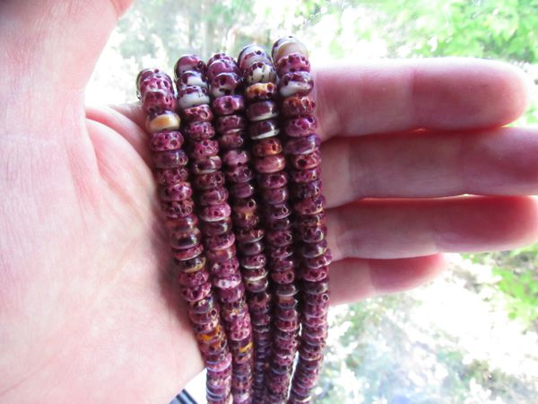 Purple Spiny Oyster SHELL BEADS 8mm Rondelles from Sea of Cortez bead supply for making jewelry