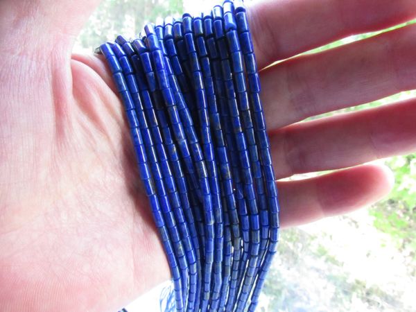 Natural Lapis Lazuli BEADS 3x5mm Tube brilliant Blue AB Grade Gemstone bead supply for making jewelry