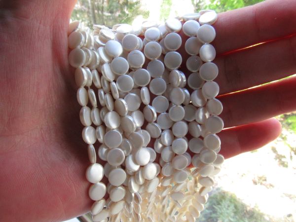 Cultured Freshwater PEARLS 8mm coin pearl BEADS length drilled uniform bead supply for making jewelry