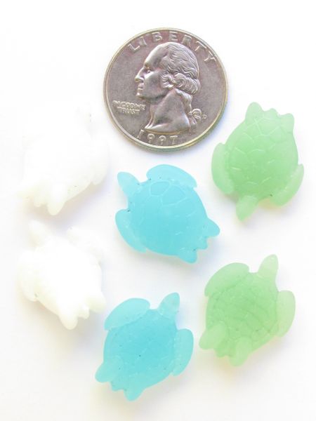 Frosted Glass TURTLES PENDANTS 23x18mm top drilled assorted OPAQUE BLUE bead supply for making turtle jewelry
