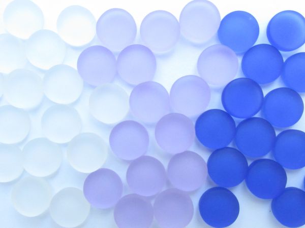 12mm round Cabs CABACHONS Cultured Sea Glass Clear PURPLE Blue Undrilled cushioned flat back for making jewelry