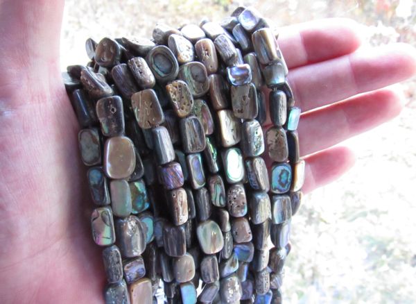 Abalone BEADS 10-12x6-9mm free form nugget Shell bulk strands bead supply for making jewelry