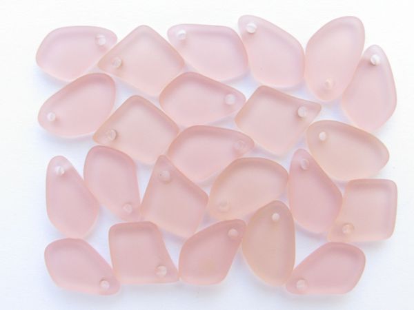 Cultured Sea Glass PENDANTS Sweet Peach 15mm Top Drilled Flat Free form frosted matte finish bead supply