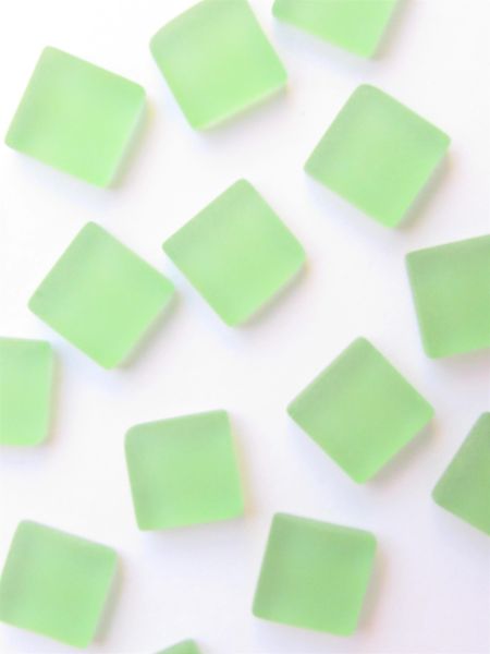 Cultured Sea GLASS CABACHONS 12mm Square CABS Light GREEN Undrilled frosted matte finish bead supplies for making jewelry