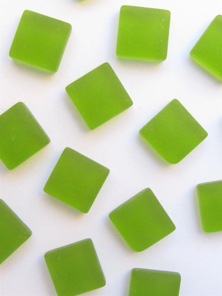 frosted GLASS CABACHONS 12mm Square CABS OLIVE GREEN Undrilled finish bead supply for making jewelry