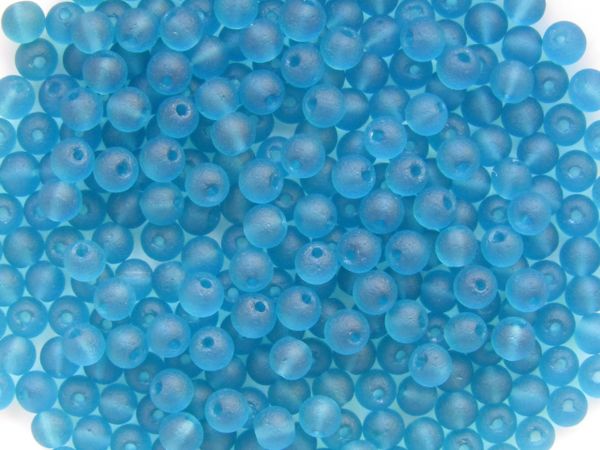 Cultured Sea Glass BEADS 3mm Round TEAL Blue appr 300 pc bead supply recycled for making beachy jewelry