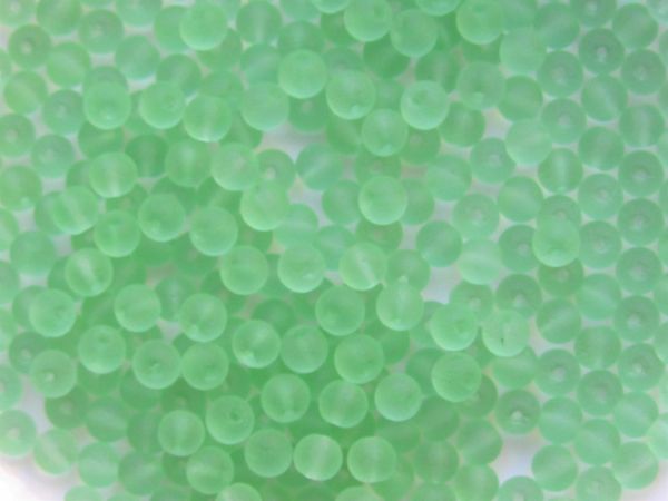 Cultured Sea Glass BEADS 3mm Round LIGHT GREEN appr 300 pc bead supply recycled for making beachy jewelry