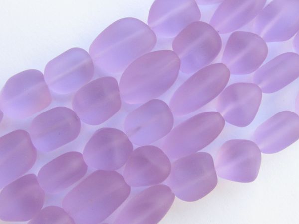 Cultured Sea Glass BEADS free form Nugget LIGHT PURPLE drilled frosted matte bead supply for making beachy jewelry