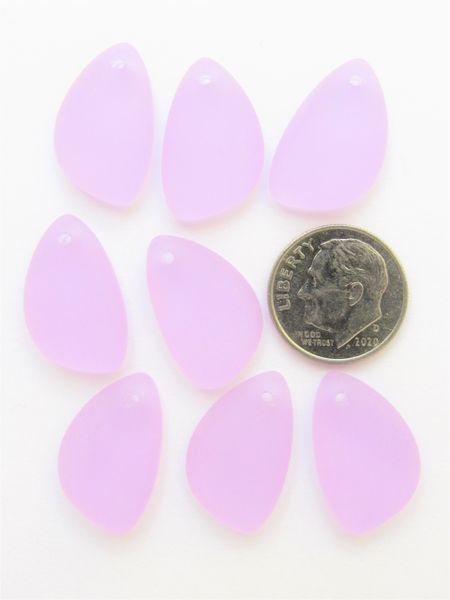 Light Purple 21x13mm forsted GLASS PENDANTS flat back 21x13mm top drilled right & left for making earrings