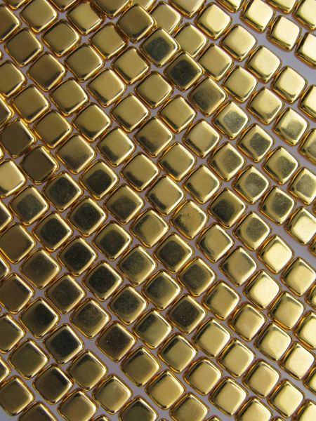 CzechMates BEADS Glass Square Tile 24K GOLD PLATED 6mm 25 pc Spuare 2 Hole Czech