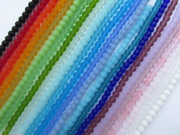 Cultured Sea GLASS BEADS 6mm Assorted 24 Strands bead supply for making beachy jewelry