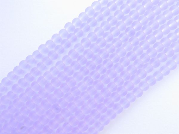 Cultured Sea Glass BEADS 4mm Round Turquoise Bay LIGHT PURPLE bead supply for making jewelry